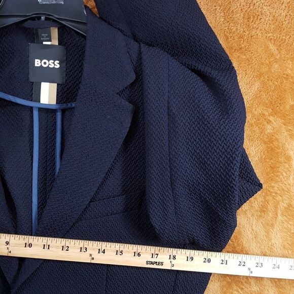 HUGO BOSS Sport Coat Mens Size 38 R Navy Slim Fit Seersucker Blazer HANRY $695 - Picture 10 of 13